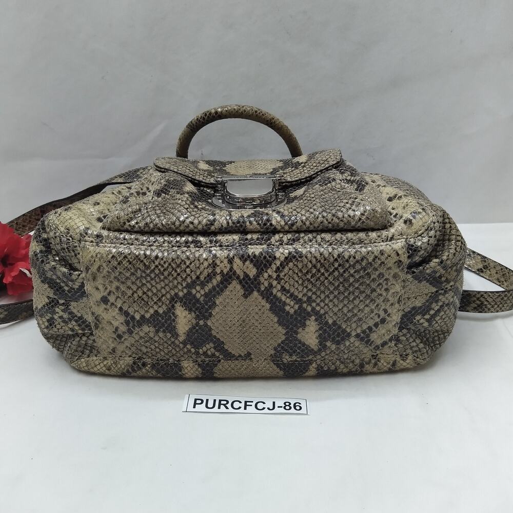 Michael Kors Gray Leather Python Embossed Pushloc… - image 8